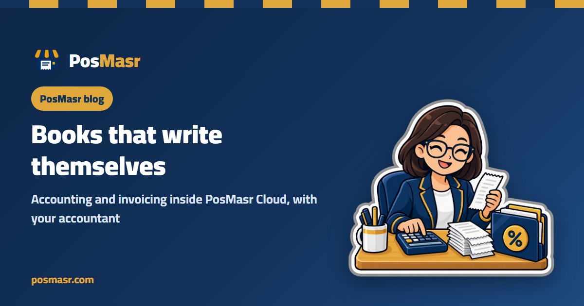 The books writing themselves from the till in PosMasr Cloud