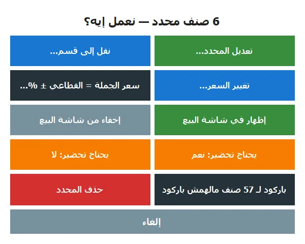 قايمة الإجراءات الجماعية وفيها باركود لـ 57 صنف مالهمش باركود