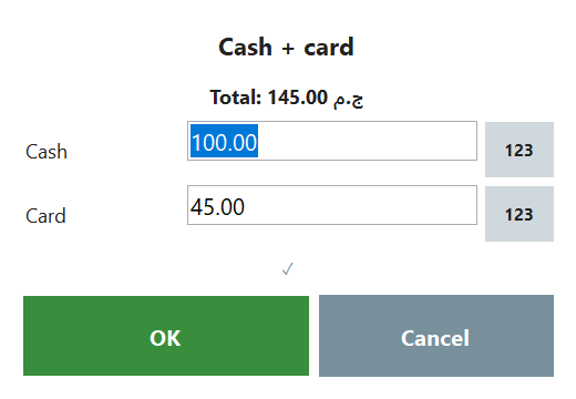The split payment dialog: part cash, part card