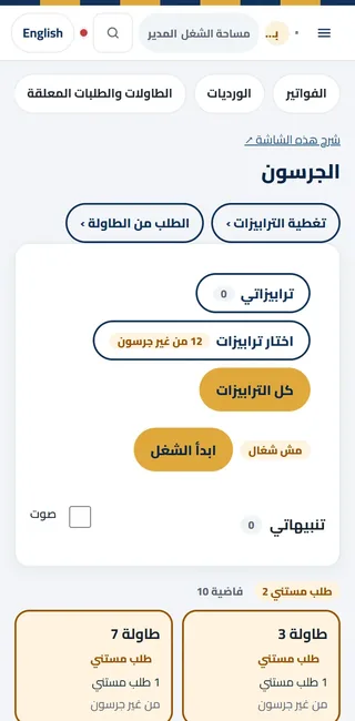 «الجرسون»: الطاولات، والأستعجل الأول.