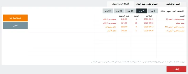 الأصناف اللي قرّبت تنتهي