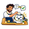 صاحب المحل بيكتب إجابة سؤال على كارت، والكارت بيروح للمساعد في الشات