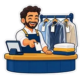 كاونتر مغسلة وتذكرة استلام وهدوم عليها تاج