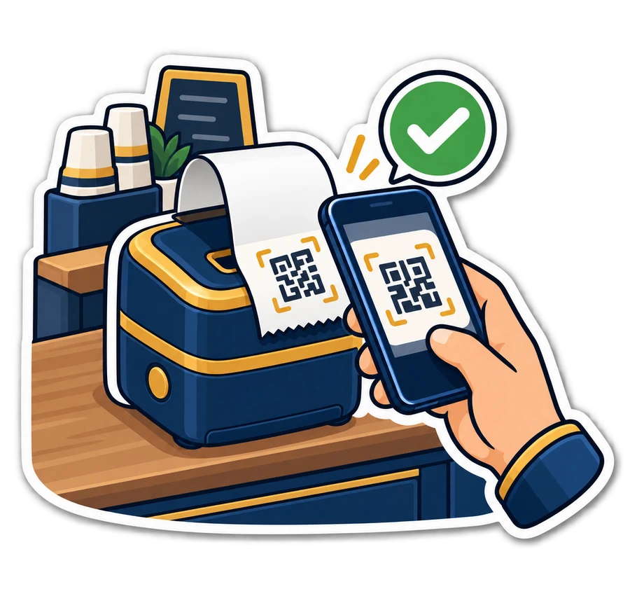 زبون بيمسح QR الدفع من شاشة الزبون